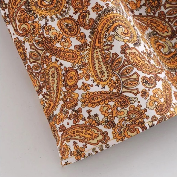 Retro Paisley Square Neck Smocked Boho Mini Dress - Picture 10 of 14